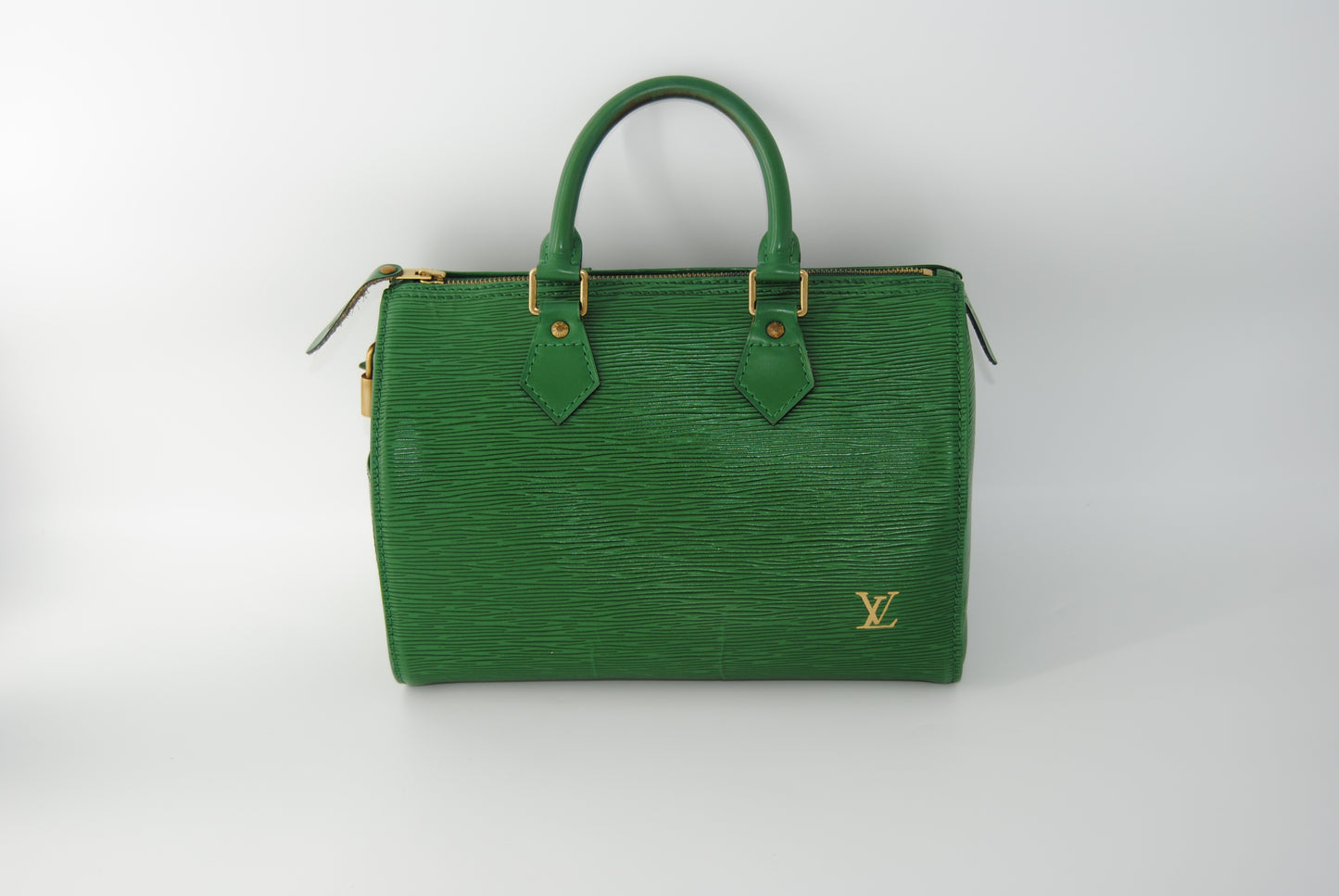 Louis Vuitton Speedy 25 Green Leather Handbag