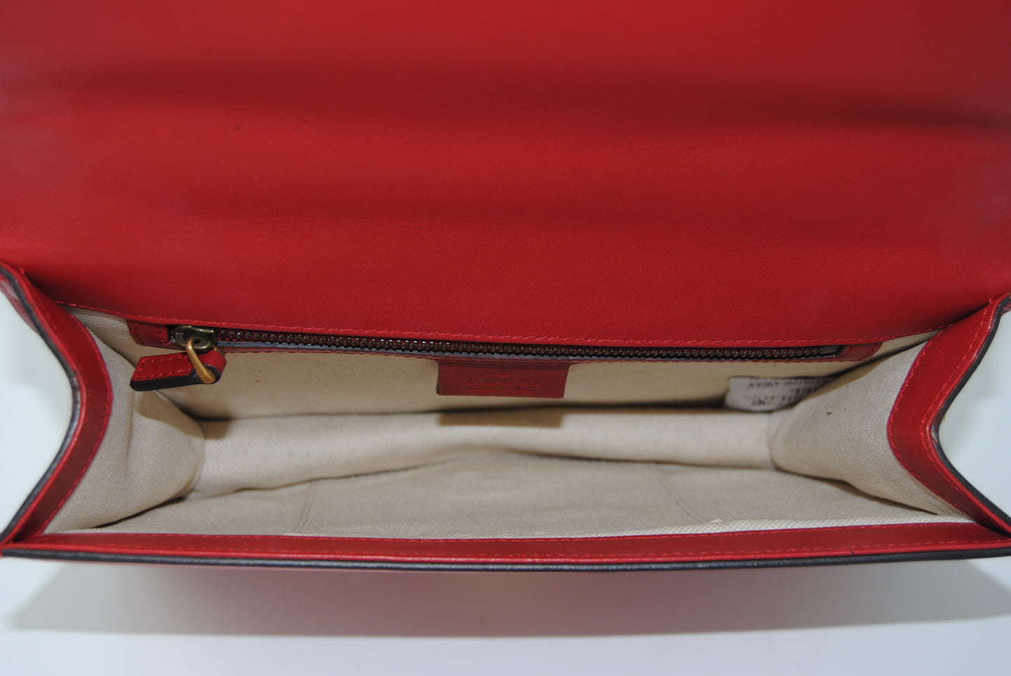 Gucci Red Leather Peony Medium Eye Chain Shoulder Bag