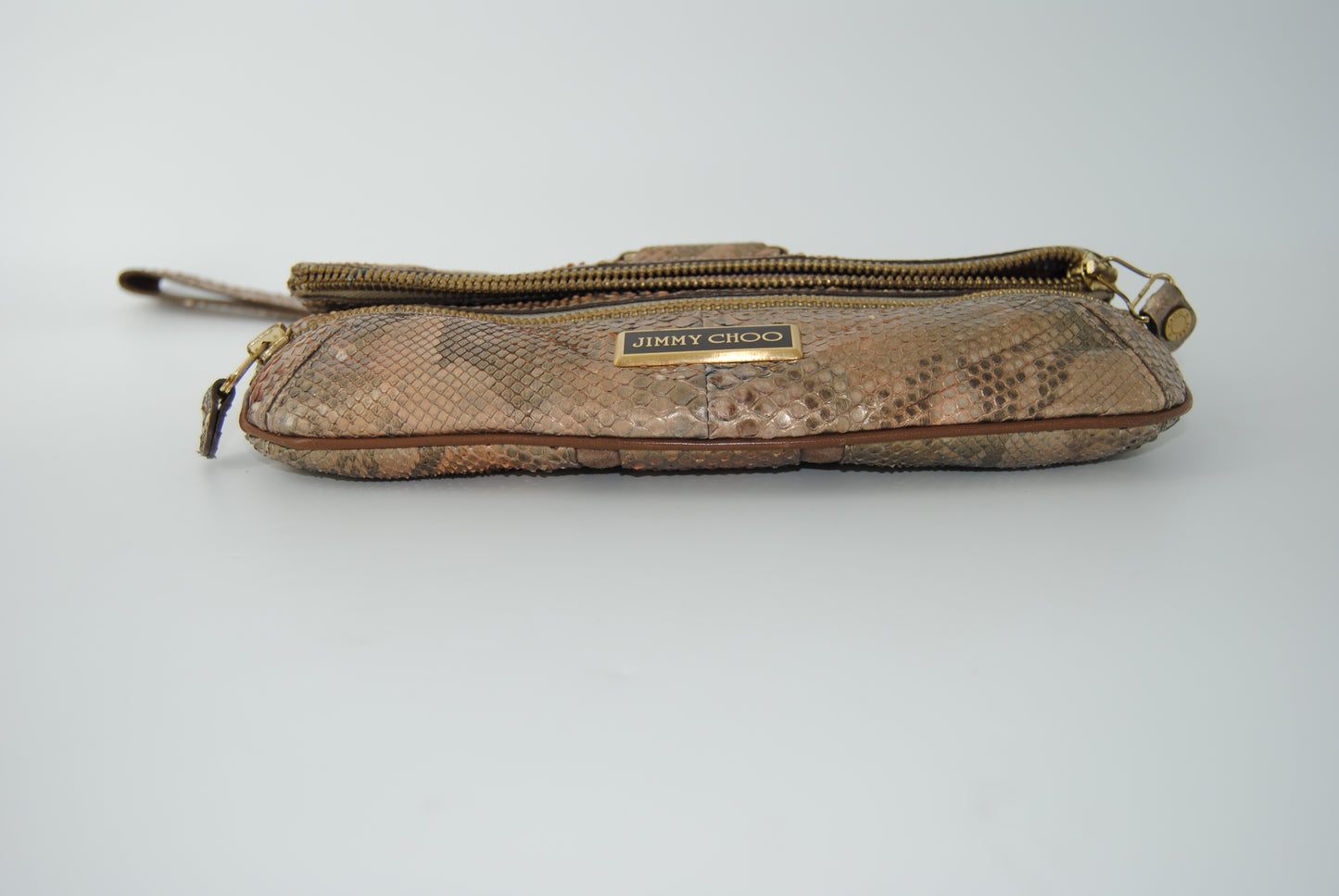 Jimmy Choo Python Marin Foldover Brown Clutch