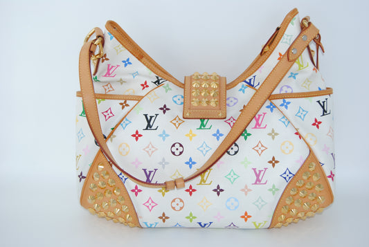 Louis Vuitton Monogram Multicolor Canvas Chrissie Hobo Bag White