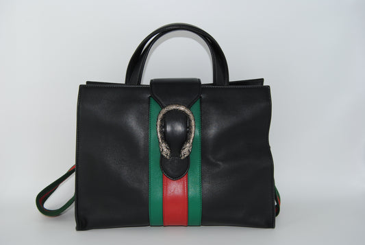 Gucci Web Dionysus Top Handle Bag Leather Large