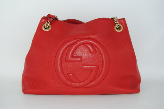 Gucci Soho Shoulder Bag Leather RED