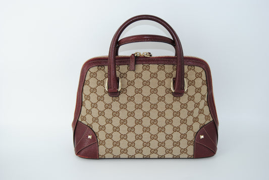 Gucci Monogram Medium Horsebit  Burgundy