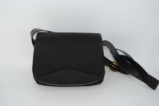 Gucci Canvas and Leather Black Shoulderbag Pre- Owned