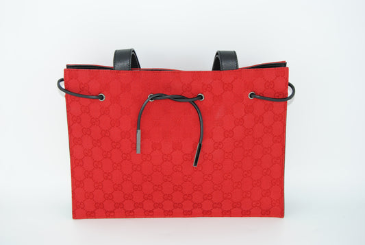 Gucci GG Canvas Tie- Top Red Pre- Owned