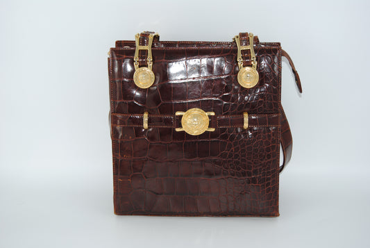 Gianni Versace Embossed Medusa Shoulder Bag