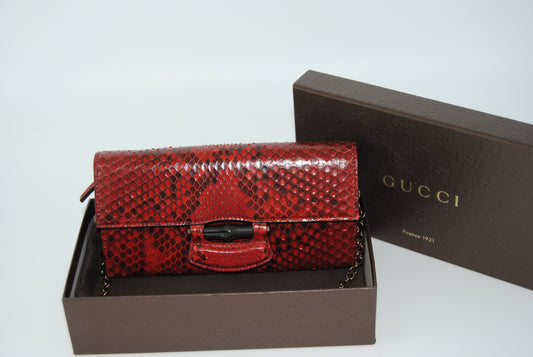 Gucci Python Bamboo Red Pre Owned