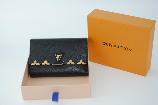 Louis Vuitton Capucines Wallet Compact Black  Pre Owned