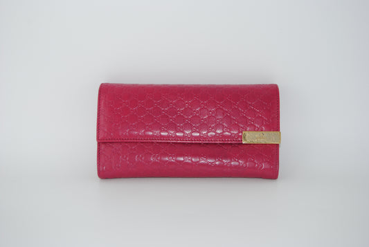 Gucci Soft Microguccissima Wallet Bright Bouganville Pre Owned