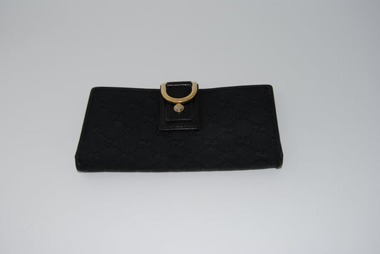 Gucci Black GG Canvas Continental Wallet Pre Owned