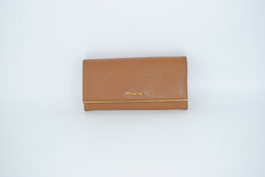Prada Caramel Leather  Envelope Wallet Pre Owned