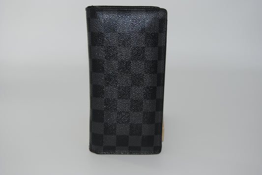 Louis Vuitton Portefeuille Brazza Long Wallet Damier Graphite Gray Black