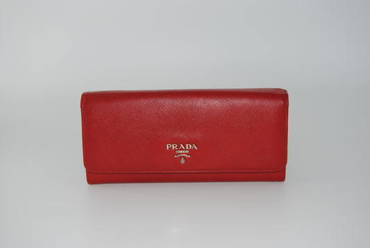 Prada Fuoco Saffiano Metal  Leather Continental Wallet