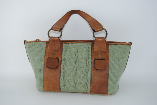 Chloe Cloth Woven bag together aqua Green