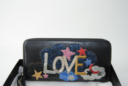 Saint Laurent Rive Gauche Love Star Patchwork Round Wallet