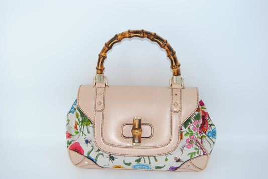 Gucci Floral Flora Bamboo Handle Bag