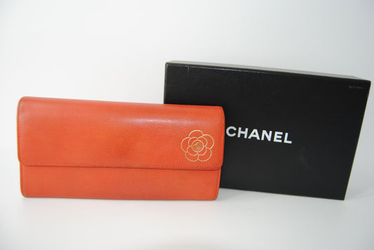 Chanel Long Wallet Butterfly Camellia Orange