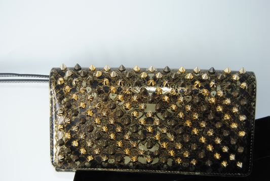 Christian Louboutin Patent Specchio Printed Macaron Flap Wallet Multi Metal