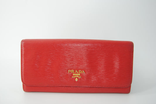 Prada Vitello Move Continental Flap Wallet Lacca