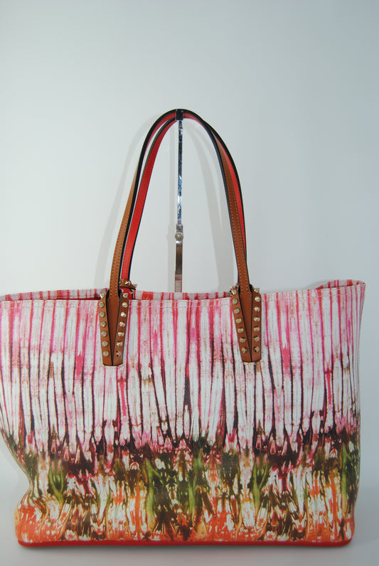 CHRISTIAN LOUBOUTIN Cabata East West Large Printed Leather Tote Bag Multicolor