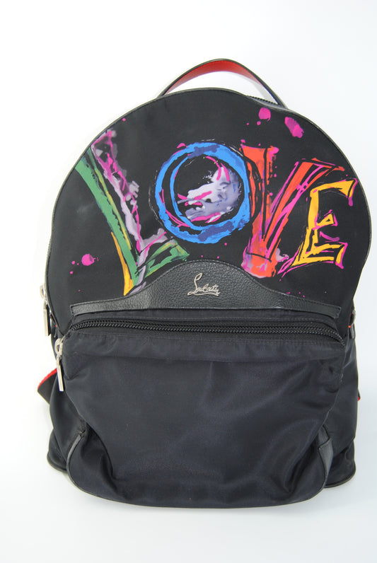 Christian Louboutin Nylon Calfskin Love Backloubi Backpack Black