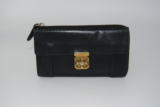 Chloe Long Wallet Drew Black Leather