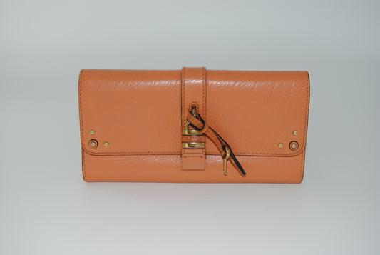 Chloe Lock Flap Wallet Tan