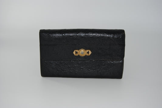 Versace Large Wallet Black Leather