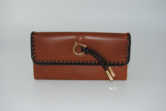 Salvatore Ferragamo Gancini Continental Wallet cognac