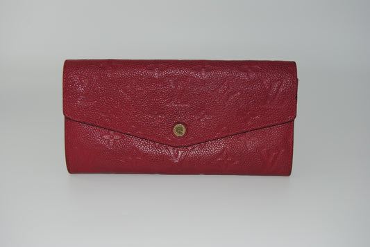 Louis Vuitton Monogram Empreinte Sarah Wallet Burgundy