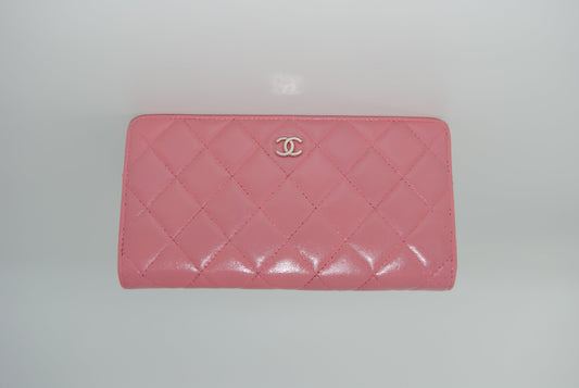 Chanel Long Wallet Matelasse Lambskin Pink