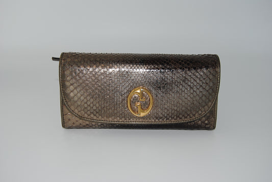 Gucci Vintage Metallic Python  Long Wallet