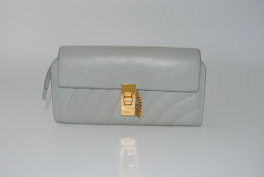 Chloe Drew Troy Turnlock Long Wallet Off White