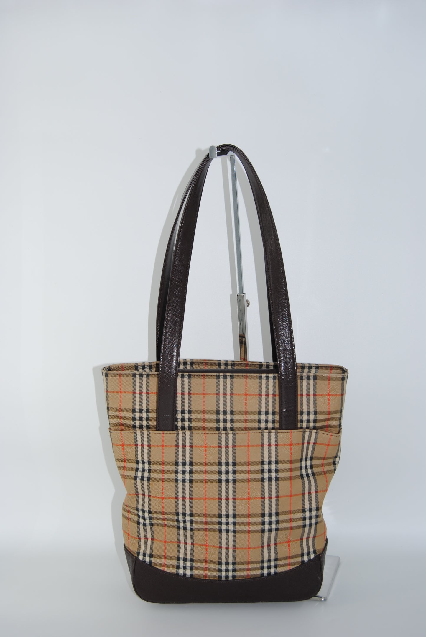 Burberrry Canvas Tote Leather Gm