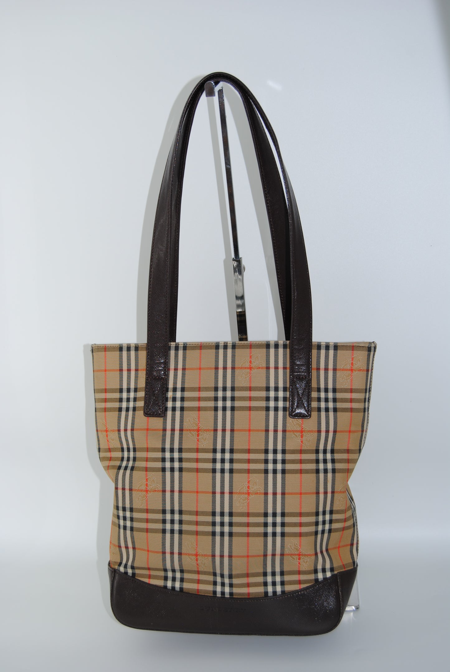 Burberrry Canvas Tote Leather Gm