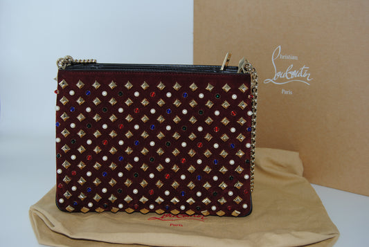 Christian Louboutin Large Trilubi Spikes Suede & Leather Bag Multicolor