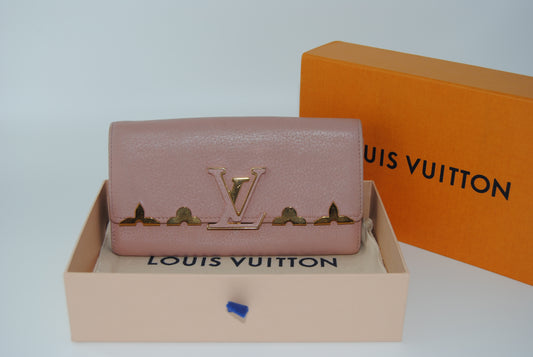 Louis Vuitton Capucines Monogram Flower Pink Magnolia Taurillon Long Wallet