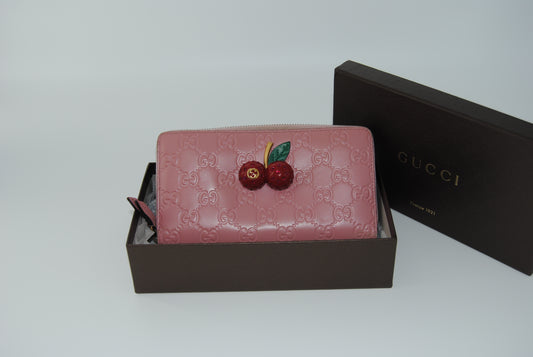 Gucci Zip Around Wallet Pink Cherry