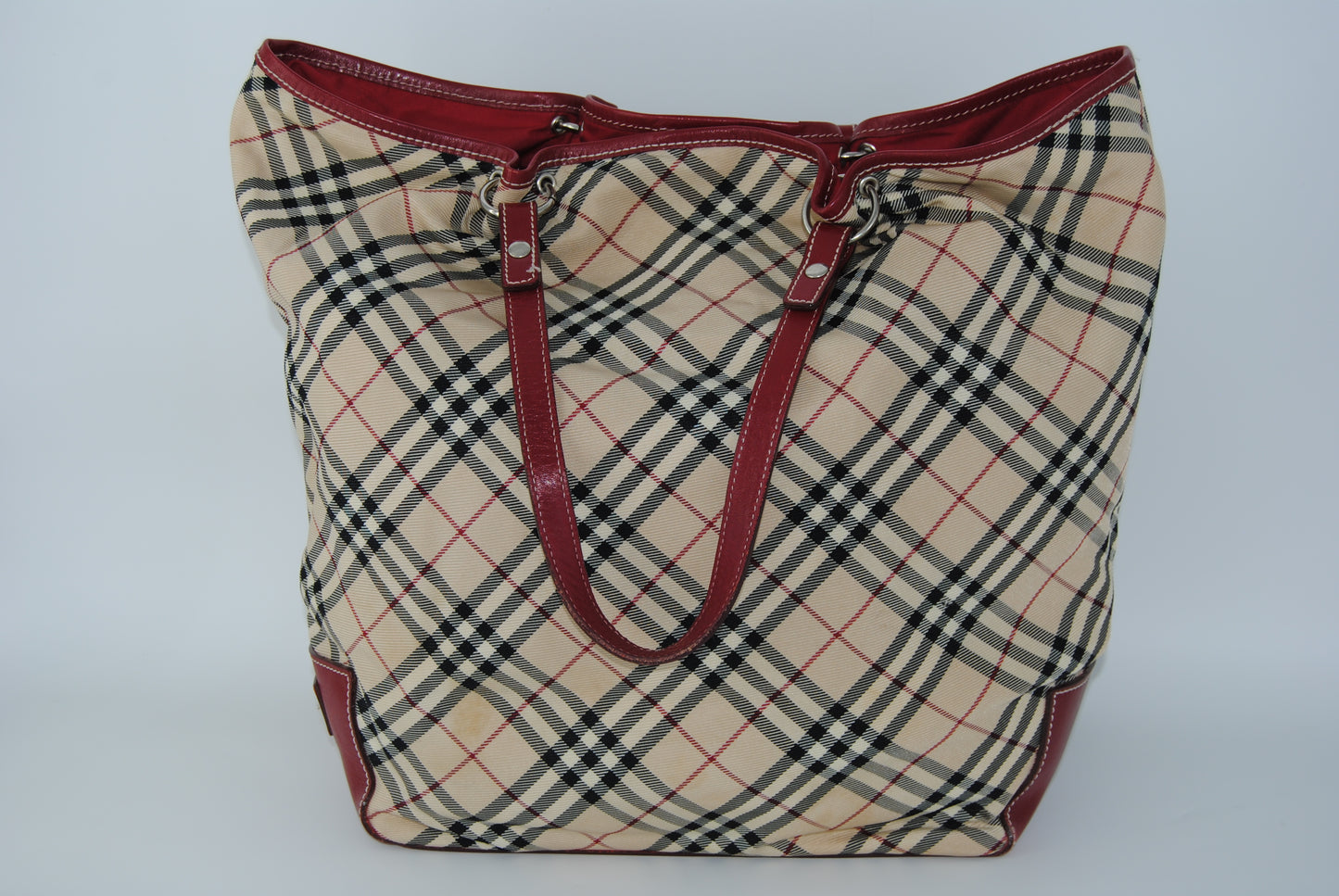 Burberry  Nova Check Canvas handle Red Tote Bag