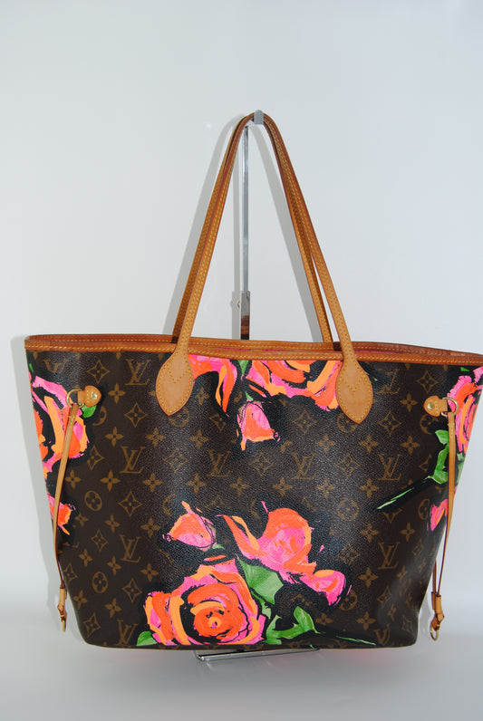 Louis Vuitton Neverfull MM Flower Monogram Handbag