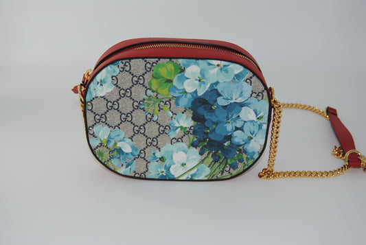 Gucci Multicolor GG Supreme Blooms Canvas and Leather Mini Chain Crossbody Bag