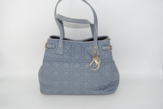 Dior Grey Coated Canvas and Leather Medium Panarea Shopper Tote