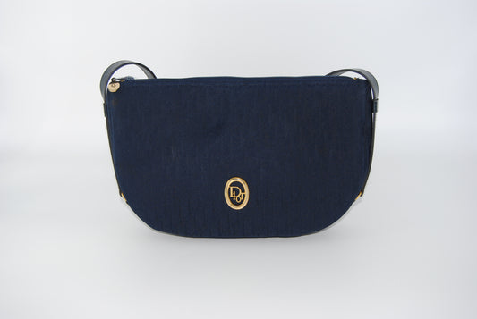 Dior Vintage Cloth Navy Shoulder Bag