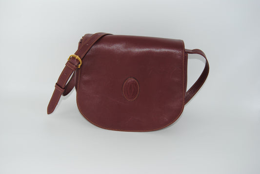 Cartier Must Leather Bordeaux Shoulder Bag