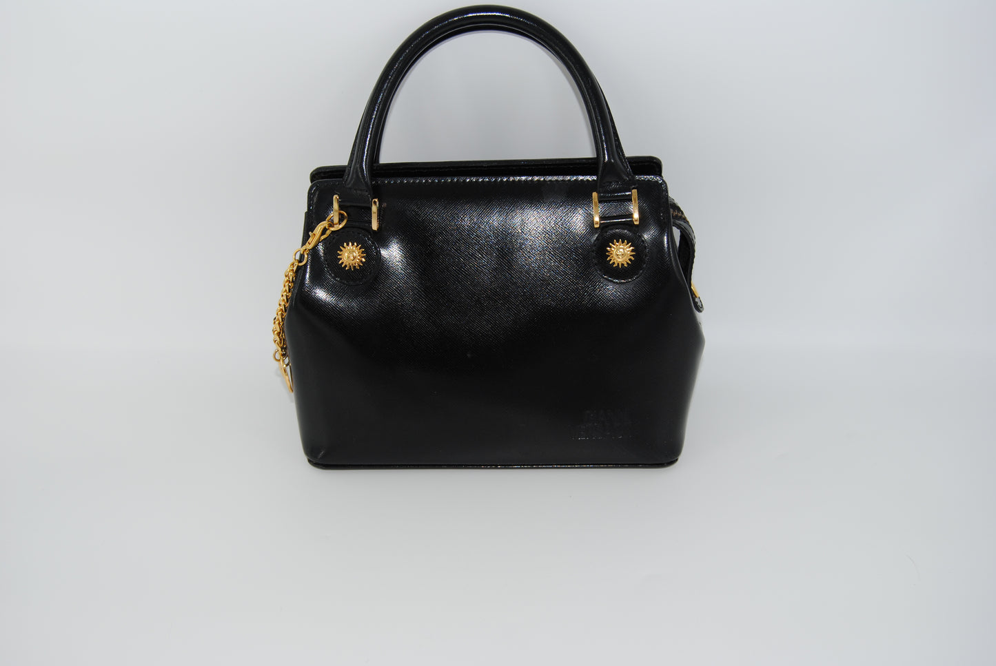 Versace Giani Versace Sunface Handbag Leather Black