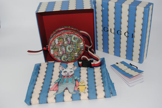 Gucci GG Supreme Monogram Web Childrens Print Round Belt Bag Multicolor