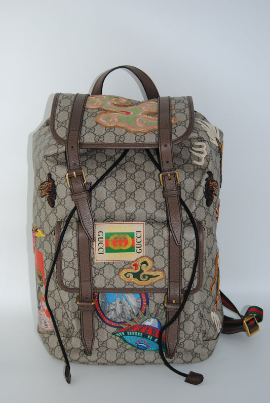 Gucci GG Supreme Courrier Backpack Brown