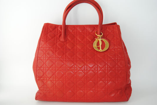 Dior Red Cannage Coated Canvas and Leather Small Panarea Tote