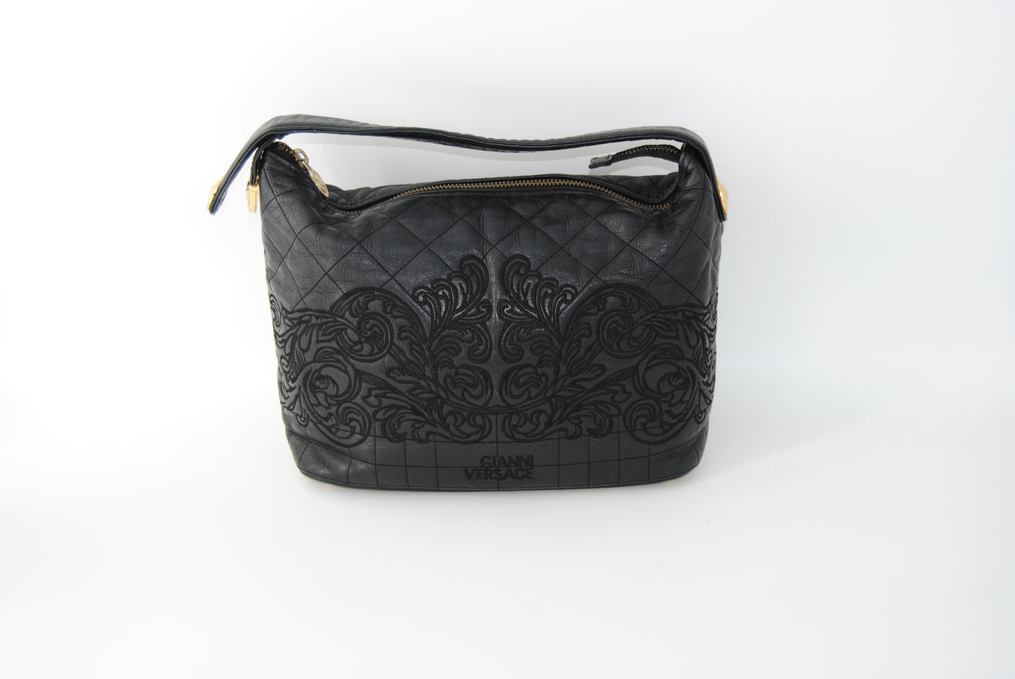 Versace Gianni Versace Black Leather Shoulder Bag